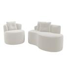 Kit Sofá e Poltrona Orgânica Living Bob com Almofadas Bouclê Off White - Abmaza