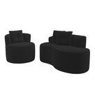 Kit Sofá e Poltrona Orgânica Living Bob com Almofadas Bouclê Preto - Abmaza