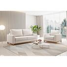 Kit Sofá Living 3 Lugares 180cm e Poltrona Linho Alpino Bege Amêndoa