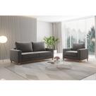 Kit Sofá Living 3 Lugares 1,80M Poltrona Veludo Alpino