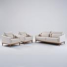 Kit Sofá Living Fixo 2 Lugares 240cm com 2 Poltronas Lisboa Linho Bege NS Kit Sofá Living Fixo 2 Lugares 240cm com 2 Poltronas Lisboa Linho Bege NS