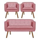 Kit Sofá Namoradeira 02 Lugares e 02 Poltronas Júlia Rose