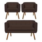 Kit Sofá Namoradeira 2 Lugares e 02 Poltronas Julia Marrom