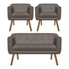 Kit Sofá Namoradeira 2 Lugares e 02 Poltronas Julia Marrom