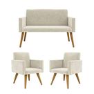 Kit Sofá Namoradeira + 2 Poltronas Decorativas bege