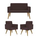 Kit Sofá Namoradeira + 2 Poltronas Decorativas marrom