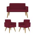 Kit Sofá Namoradeira + 2 Poltronas Decorativas marsala