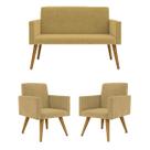 KIT Sofá Namoradeira + 2 Poltronas Sala Estar Balaqui Decor