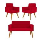 Kit Sofá Namoradeira + 2 Poltronas Sala Estar Balaqui Decor Cor:vermelho Kit Sofá Namoradeira + 2 Poltronas Sala Estar Balaqui Decor Cor:vermelho