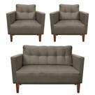 Kit Sofá Retrô 2 Lugares E 02 Poltronas Marrom Rato