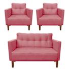 Kit Sofá Retrô 2 Lugares E 02 Poltronas Rose