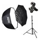 Kit soft Box 120 cm universal com Soquete E27 Tripe e Grid Kit soft Box 120 cm universal com Soquete E27 Tripe e Grid
