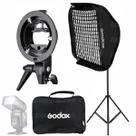 Kit Soft Box 80x80 Godox Com Grid E Tripé Para Flash Speedlite