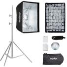 Kit Softbox Bowens Godox Ul-box 45x60cm Beauty Dish Com Tela Grid + Tripé 2 Metros Inox