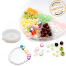 Kit Sol Arco Íris Miçanga Passante Infantil Pulseira 350pçs 120g + Caixa Biju