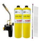 Kit Solda Alumínio Maçarico E 8 Varetas Com Fluxo E 2 Refil Map