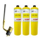 Kit Solda Alumínio Maçarico Portátil + 3 Refil Gás Map 400g