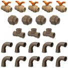 Kit Soldável de 50mm - 5 Registros Esfera + 4 União + 3 Te + 10 Curvas - Tigre