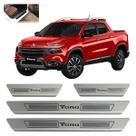 Kit soleira de porta aço inox escovado fiat toro