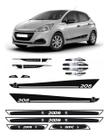 Kit Soleira + Maçaneta + Faixa + Porta Peugeot 208 Preto