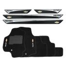 Kit Soleira Preta Crome + Tapete Carpete Bordado Gm Astra
