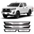 Kit Soleiras Led Azul Aço Inox KX3 - Hilux 2016 a 2025