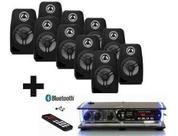 Kit Som Ambiente 10 Caixas Pretas + Amplificador Bluetooth