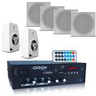 Kit Som Ambiente 300w + 4 Arandelas Teto +par Caixas Parede