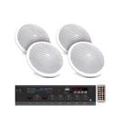 Kit Som Ambiente 4 Arandelas Redondas Brancas + Receiver Bivolt LSA 7000 Leson - 2LS70RB04