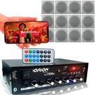 Kit Som Ambiente 4 Canal 500 Watts + 12 Arandela Br Quadradas