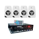 Kit Som Ambiente 500 Watts Bluetooth +4 Caixas Parede Branca