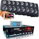 Kit Som Ambiente 500 Watts Bluetooth +8 Caixas Parede Pretas