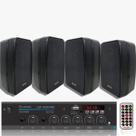 Kit Som Ambiente 500w 4 Canais Rc7000bt USB/Bluetooth + 4 Caixas LSA 70w Leson