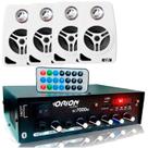 Kit Som Ambiente 500w Bluetooth+4 Caixas Parede Br 70w Leson