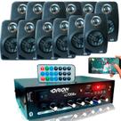 Kit Som Ambiente 500w Bt + 12caixas Parede Pretas Leson 70 Rms