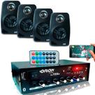 Kit Som Ambiente 500w Bt+4 Caixas Parede Pretas Leson 70 Rms