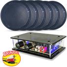 Kit Som Ambiente 6 Arandelas Pretas 6'' C/ Receiver
