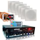 Kit Som Ambiente 7000 + 6 Falantes Br Quadrada Teto Gesso