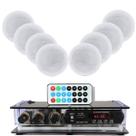 Kit Som Ambiente 8 Arandelas Redondas + 2 Amplificador Bt