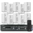 Kit Som Ambiente Academia Bluetooth Receiver Slim 1600 Usb Sd + 10 Caixas Acustica Ps200 Branca