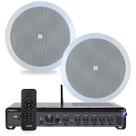 Kit Som Ambiente Apartamento 2 Arandelas Jbl de Embutir Teto + Amplificador Bluetooth Usb Tv
