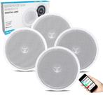 Kit Som Ambiente Arandela Alto Falante Redonda Branca Ativa Bluetooth Leson + 3 Passivas