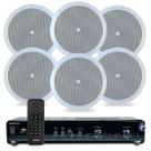 Kit Som Ambiente Bluetooth Usb Sd Controle Remoto Amplificador Com 6 Arandelas Jbl