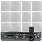 Kit Som Ambiente Bluetooth Usb Sd Frahm Slim 1600 Area Churrasco + 12 Arandelas Embutir Gesso