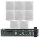 Kit Som Ambiente Bluetooth Usb Sd Frahm Slim 1600 Area Churrasco + 8 Arandelas Embutir Gesso