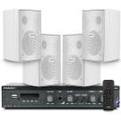 Kit Som Ambiente Chacara Bluetooth Receiver Slim 1600 Usb Sd + 4 Caixas Acustica Ps200 Branca