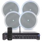 Kit Som Ambiente Climatização Apartamento 4 Arandelas Jbl de Embutir Teto Bluetooth Usb Tv