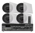 Kit Som Ambiente Embutir Gesso Teto Receiver Slim 1600 Bluetooth Usb Sd + 4 Arandela S3
