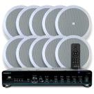 Kit Som Ambiente Embutir Teto Jbl 10 Arandelas Retangular + Receiver Slim Bluetooth Usb Sd Controle