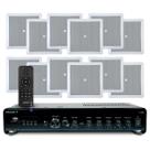 Kit Som Ambiente Embutir Teto Jbl 12 Arandelas Retangular + Receiver Slim Bluetooth Usb Sd Controle